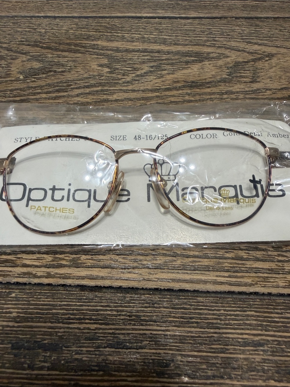 VTG Optique Marquis Eyeglasses with Demo lenses Gold/Demi Amber Color Old Stock